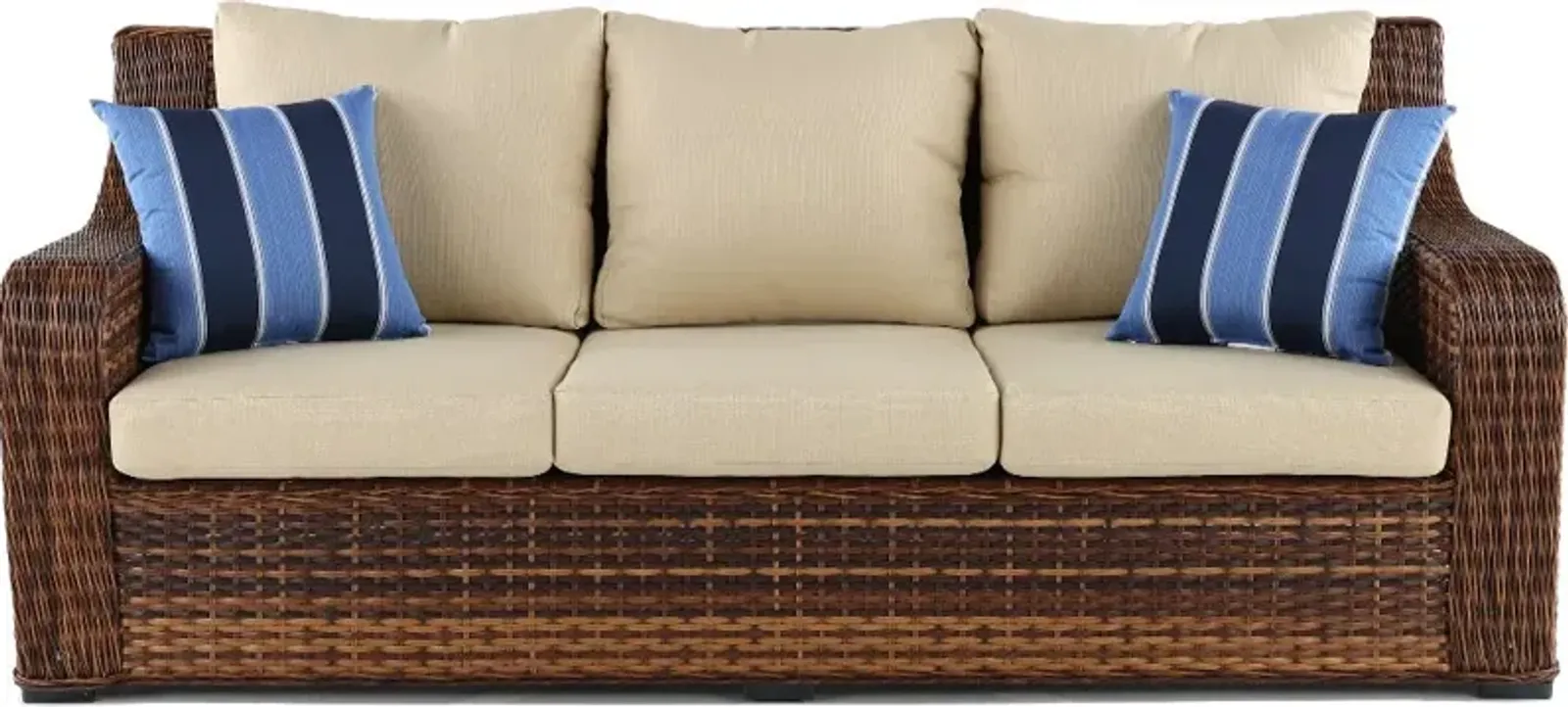 Tortola Wicker and Linen Outdoor Patio Sofa