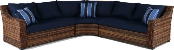Tortola 3 Piece Navy Outdoor Patio Sectional