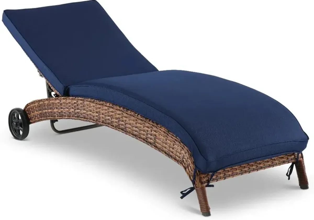 Appia Navy Patio Chaise Lounge Chair