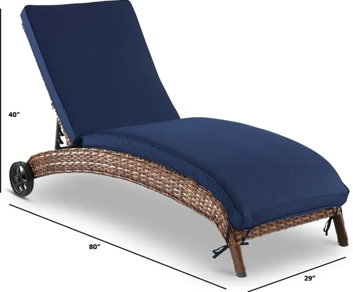 Appia Navy Patio Chaise Lounge Chair