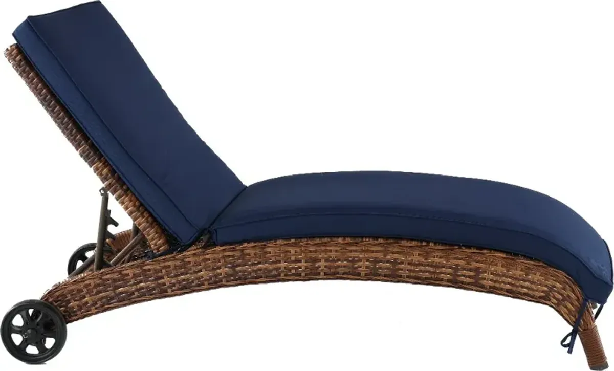 Appia Navy Patio Chaise Lounge Chair