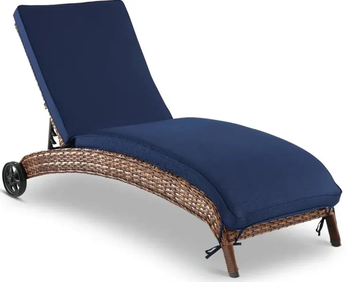 Appia Navy Patio Chaise Lounge Chair