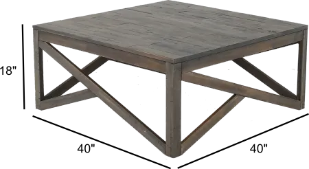 Haroflyn Rustic Charcoal Brown Square Coffee Table