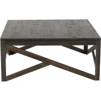 Haroflyn Rustic Charcoal Brown Square Coffee Table