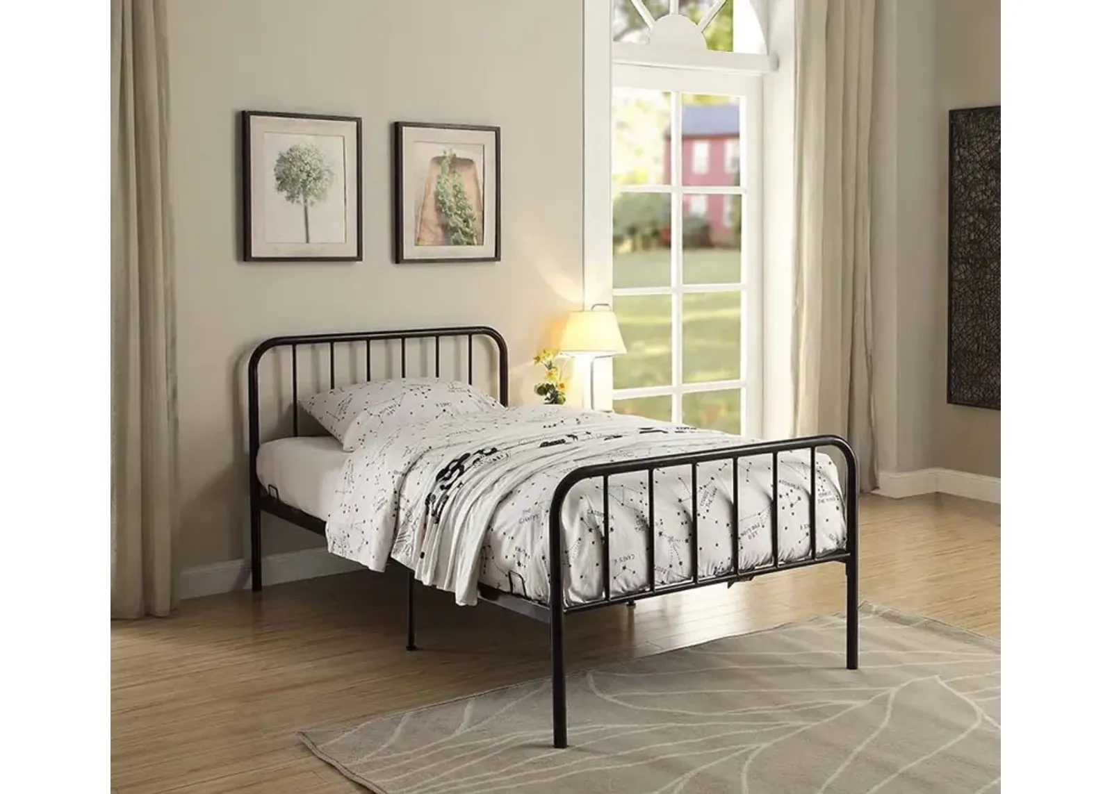 Modern Black Twin Metal Bed