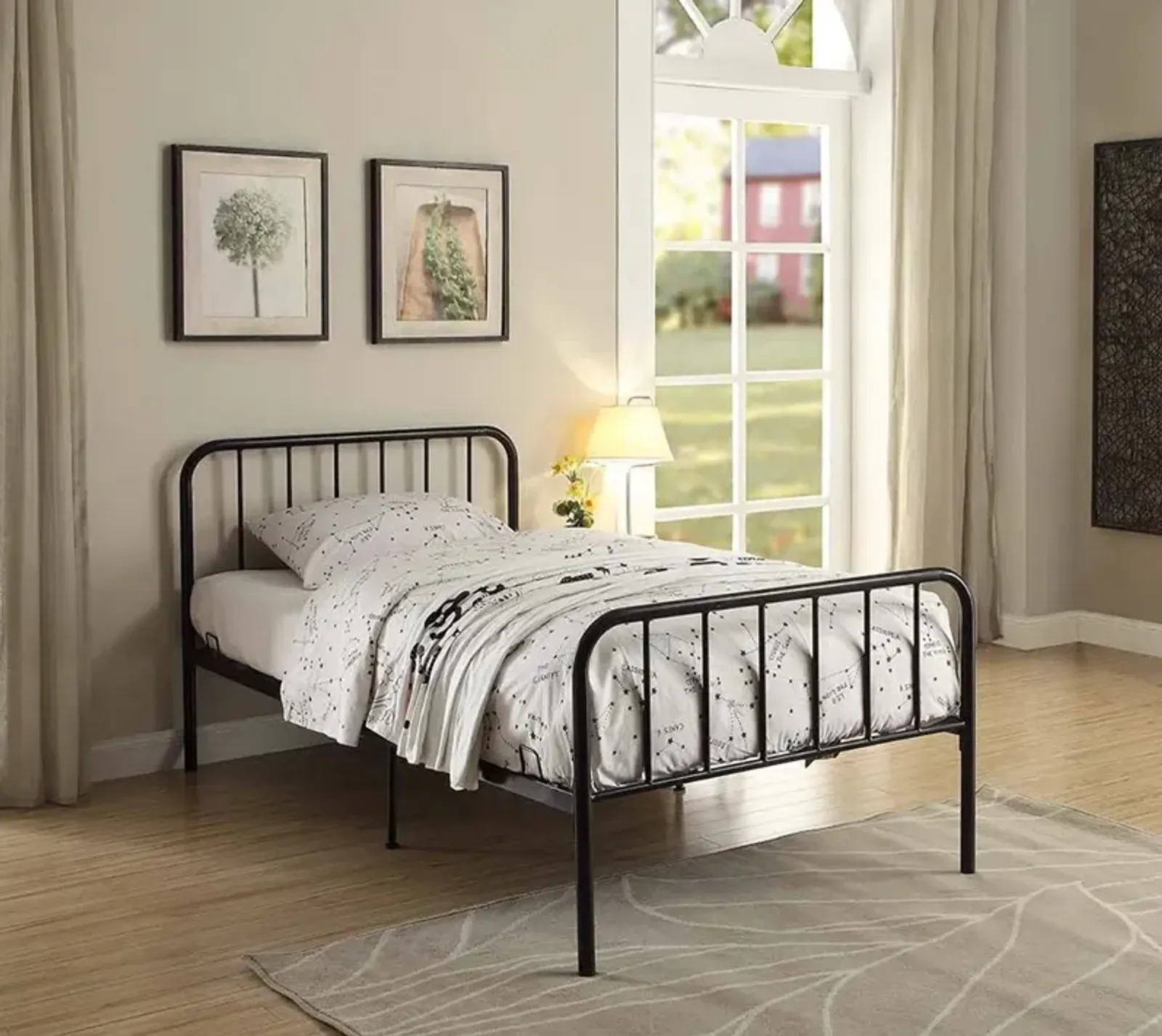 Modern Black Twin Metal Bed