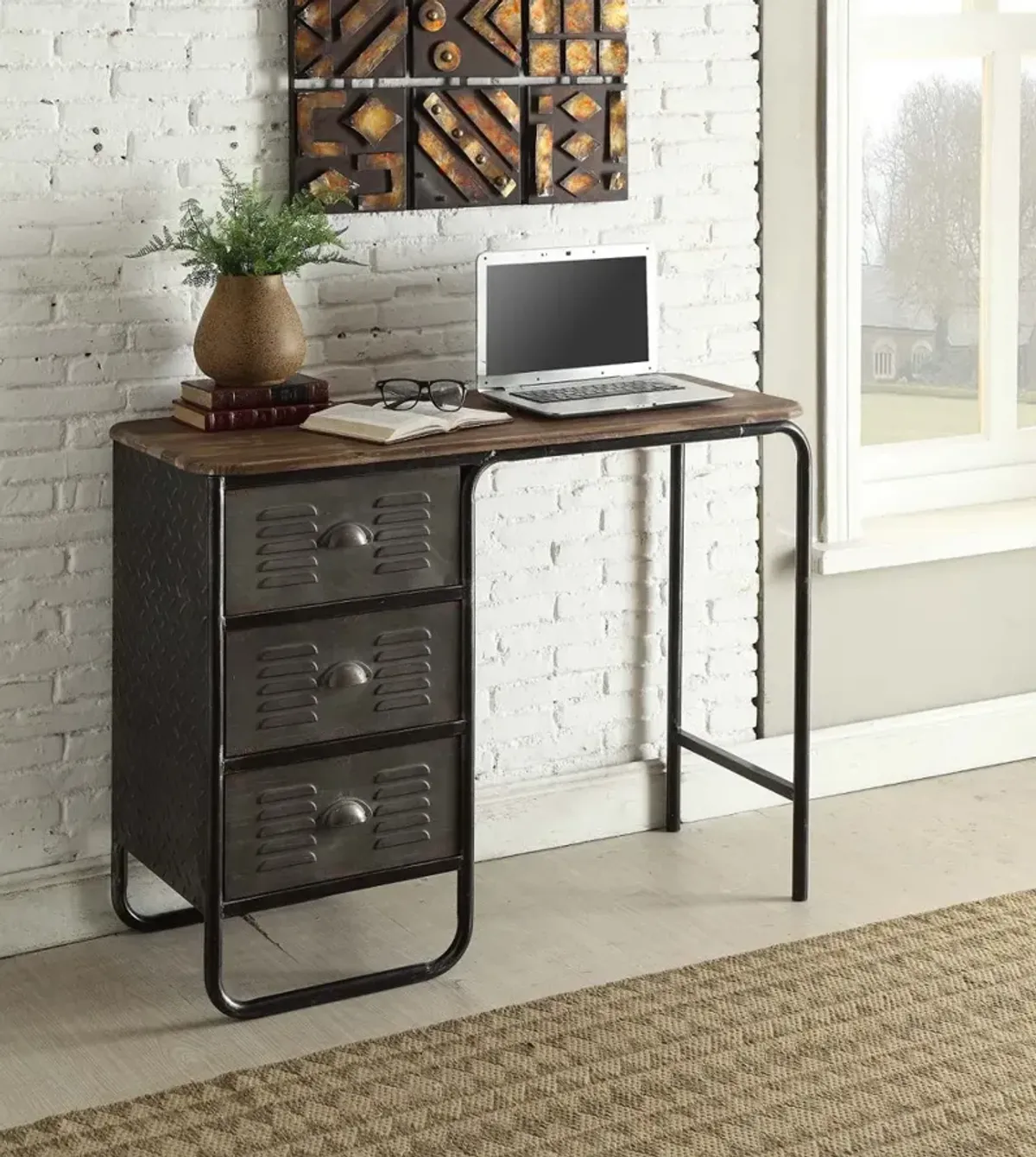 Industrial Desk with 3-Drawers - Locker