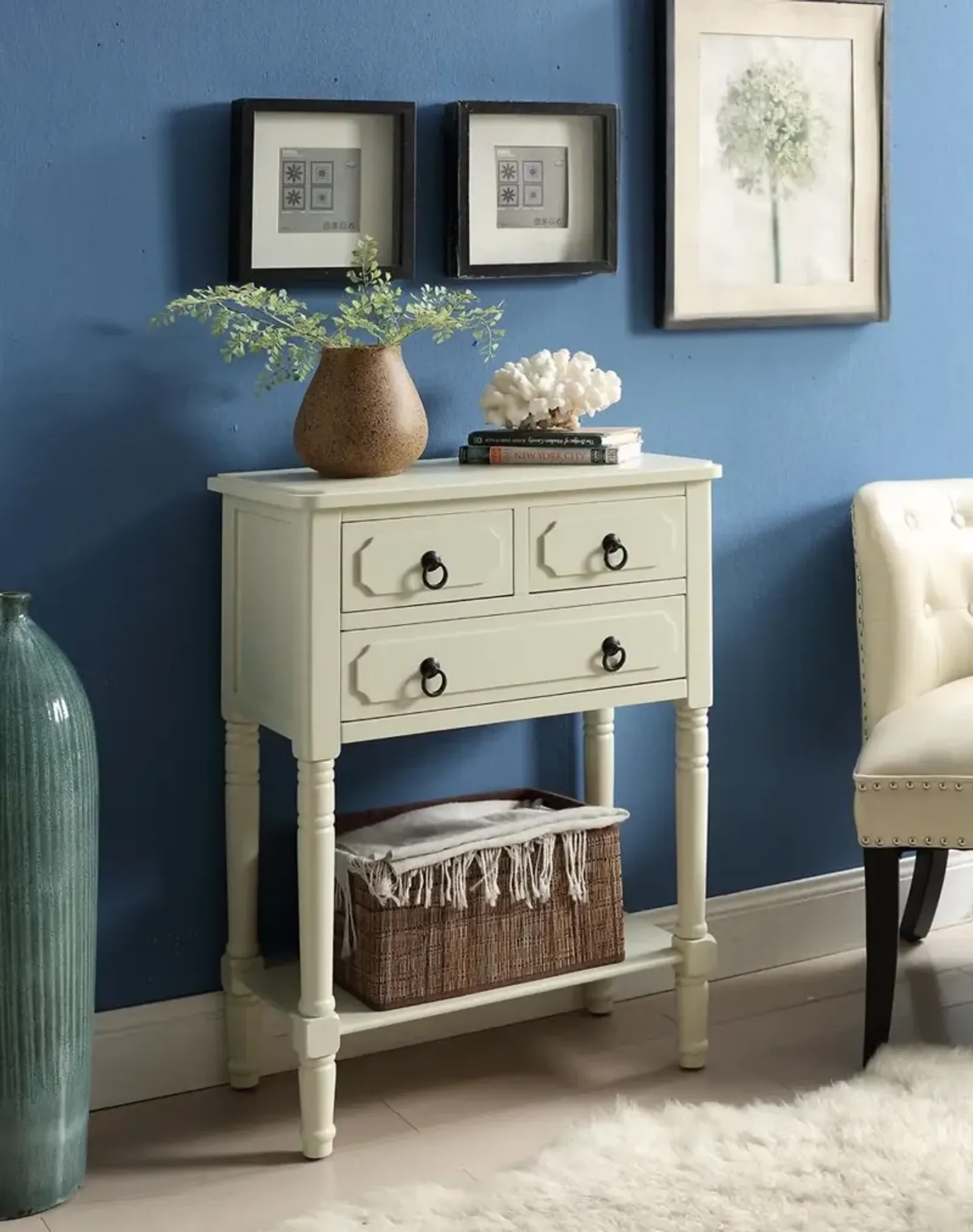 Buttermilk White 3 Drawer Living Room Chest - Simplicity