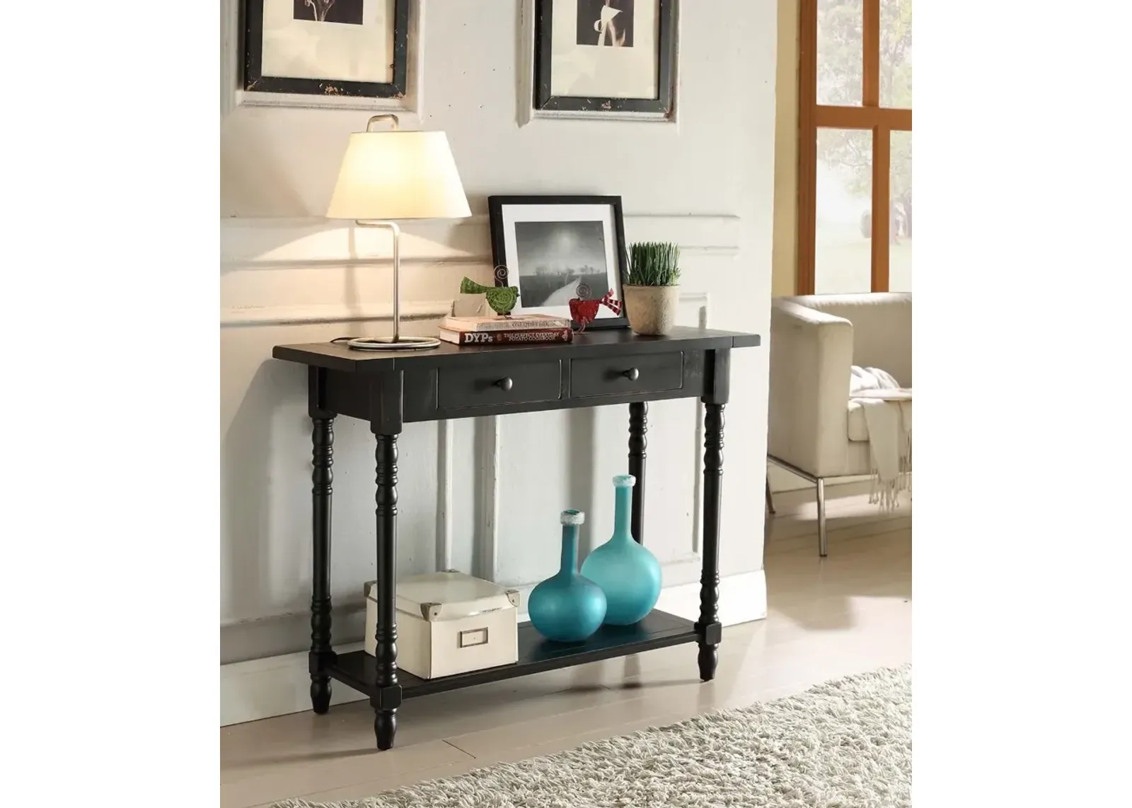 Chic Black Entry Table - Simplicity