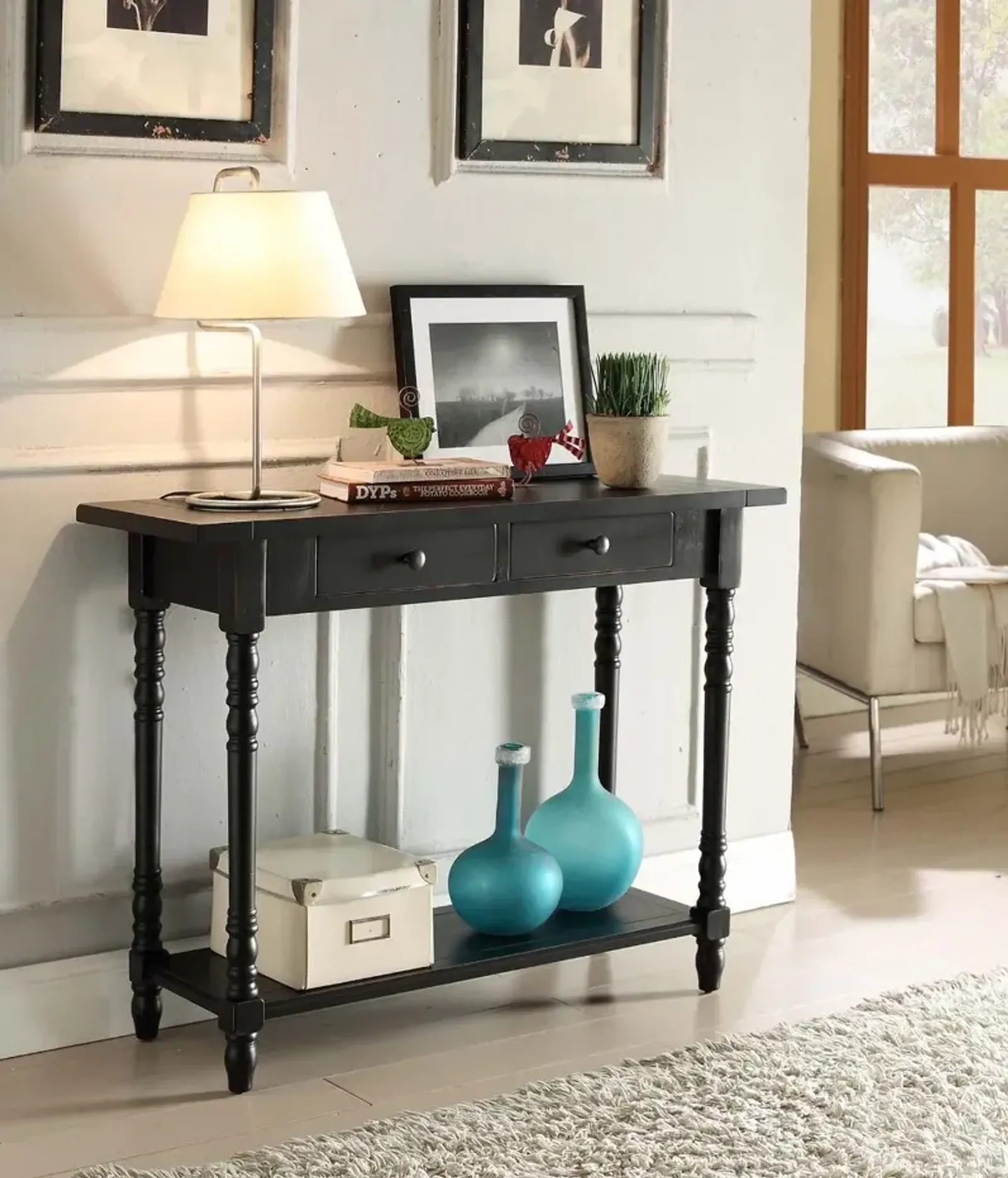 Chic Black Entry Table - Simplicity