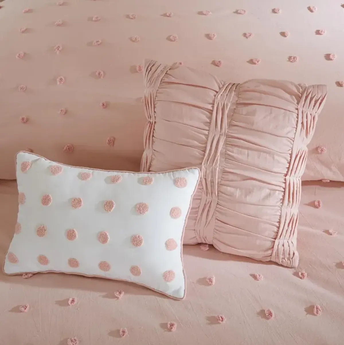 Pink Twin 5 Piece Brooklyn Cotton Jacquard Duvet Bedding Collection