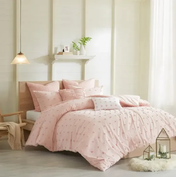 Pink Queen 7 Piece Brooklyn Cotton Jacquard Duvet Bedding Collection