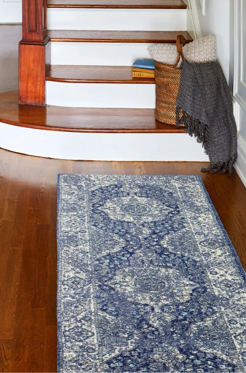 Everek Dark Blue Runner Rug