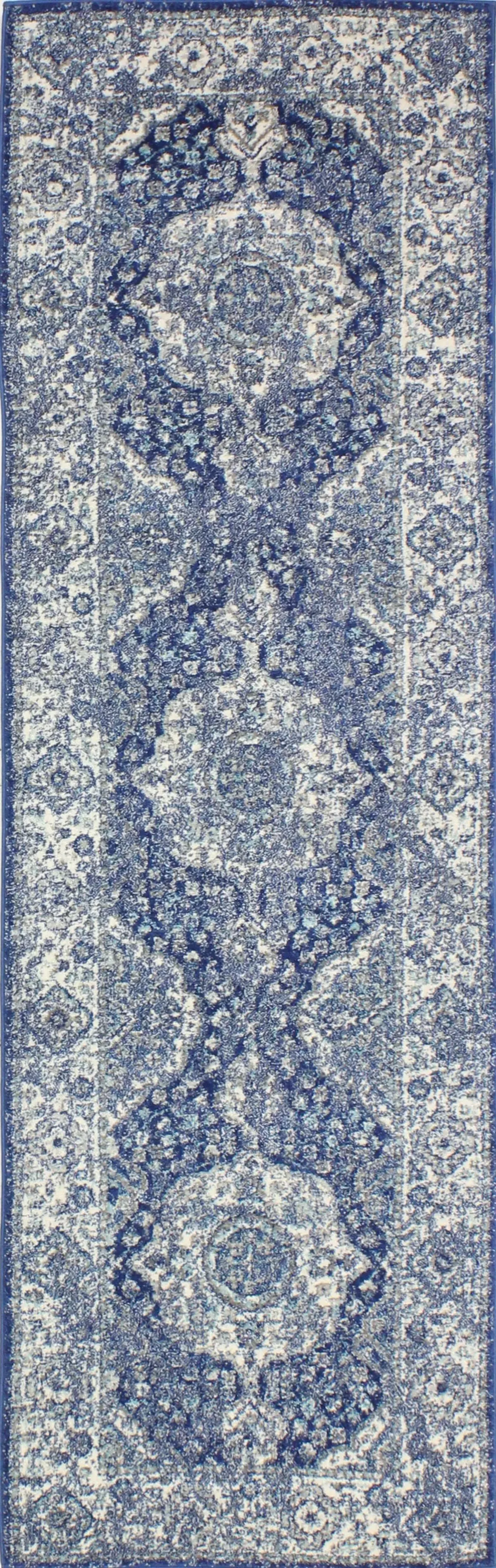 Everek Dark Blue Runner Rug