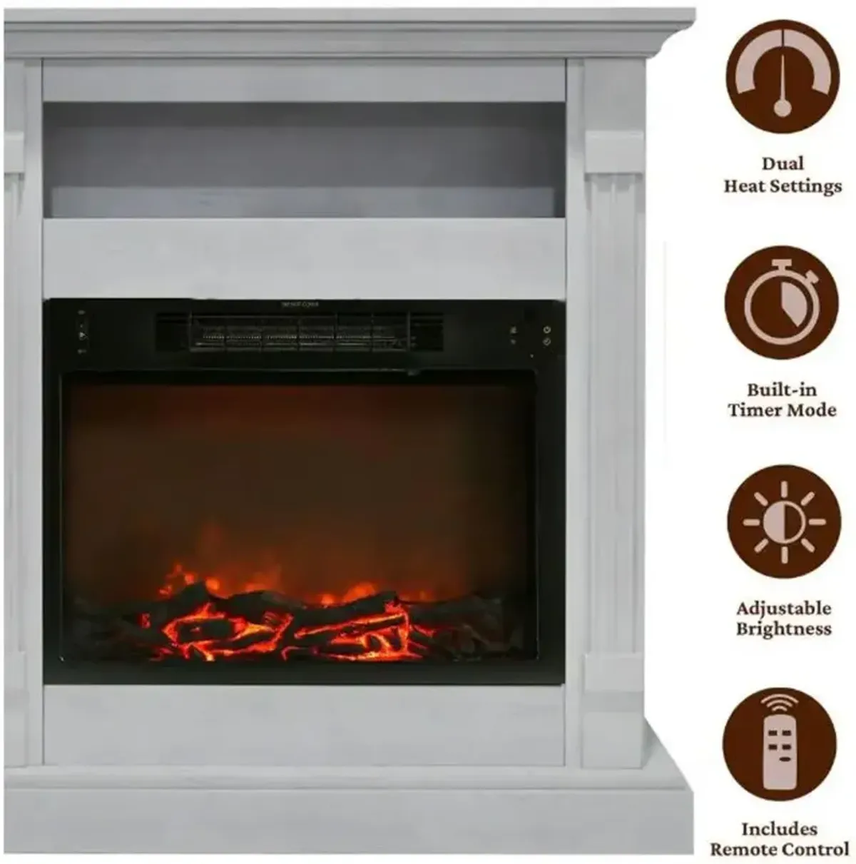 White Electrical Mantel Fireplace (34 Inch) - Sienna