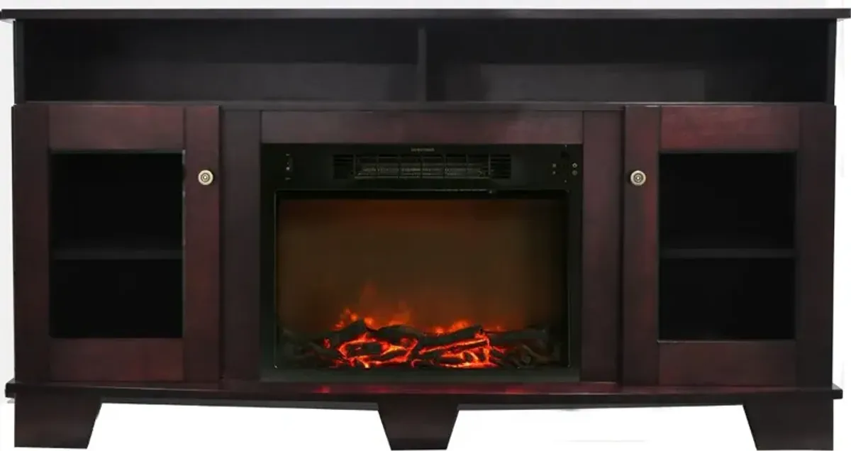 Savona Mahogany Brown 60 Inch Fireplace TV Stand