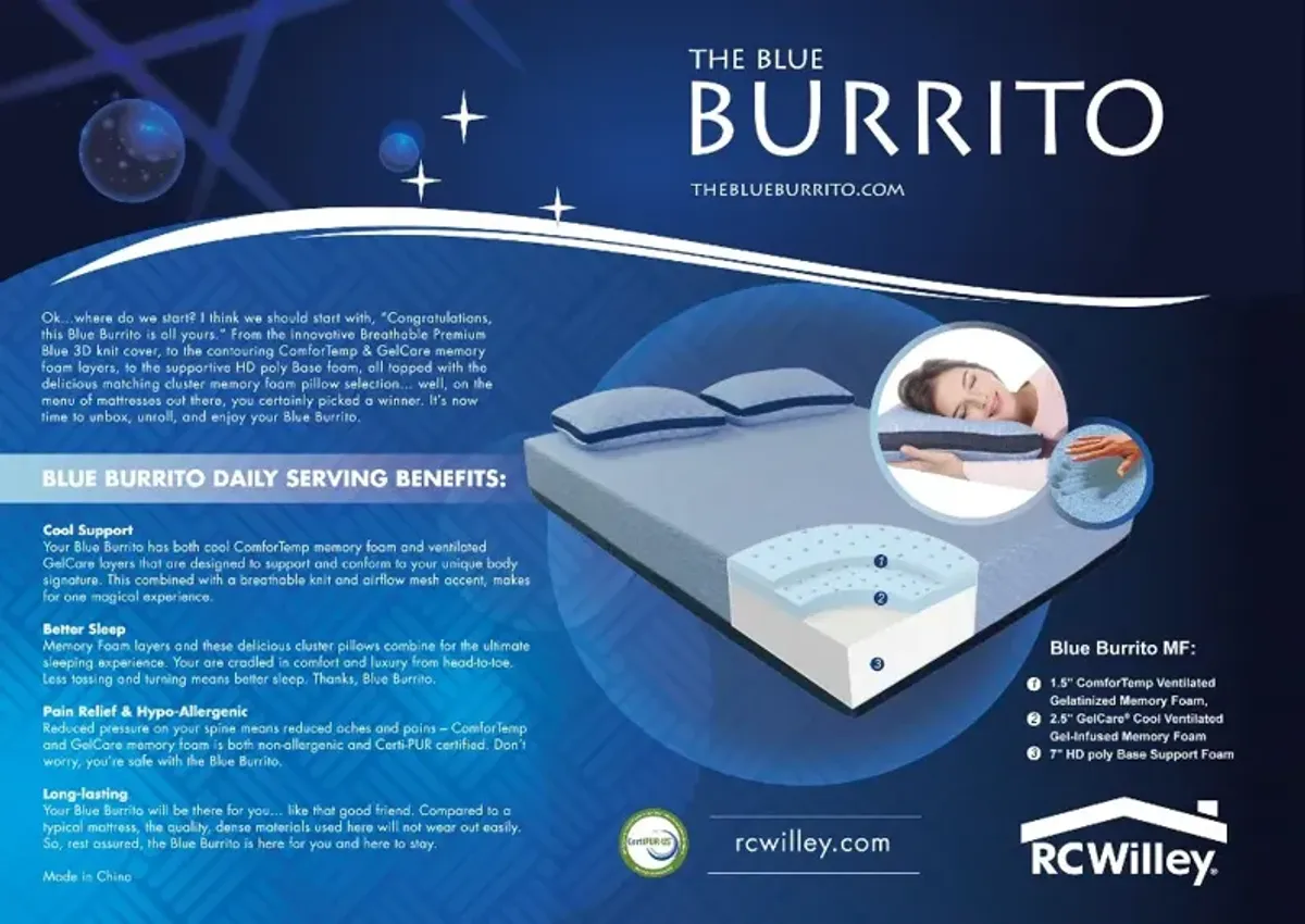 Blue Burrito Visco Gel Memory Foam Twin Mattress