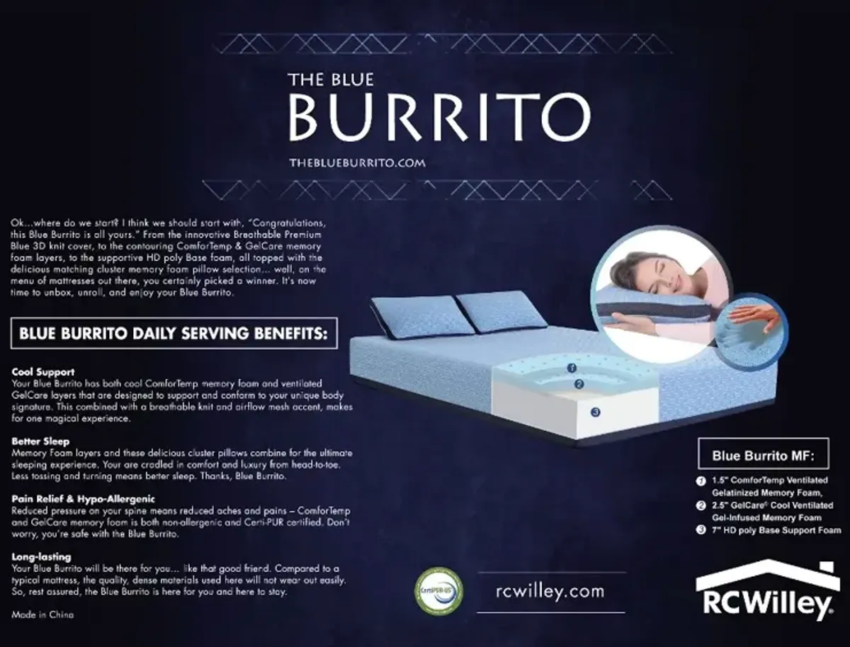 Blue Burrito Visco Gel Memory Foam Twin Mattress