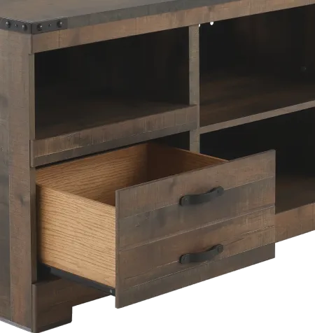 Trinell Rustic Oak Wooden 64" TV Stand