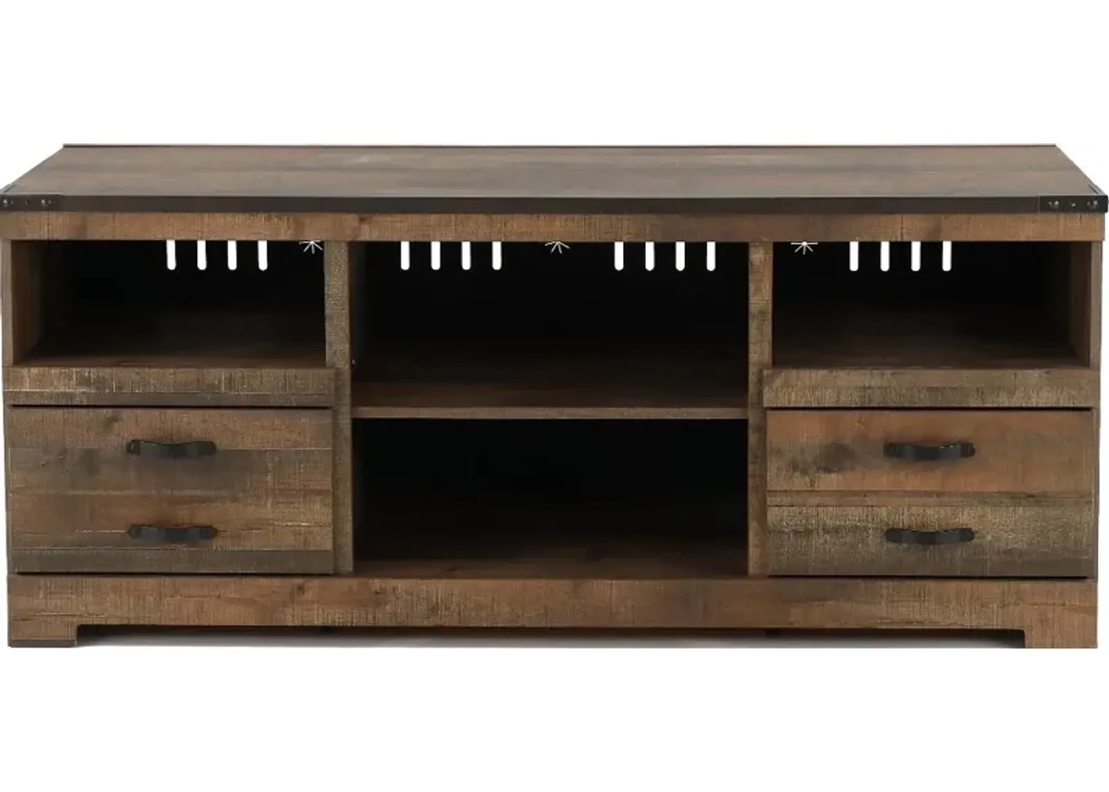 Trinell Rustic Oak Wooden 64" TV Stand