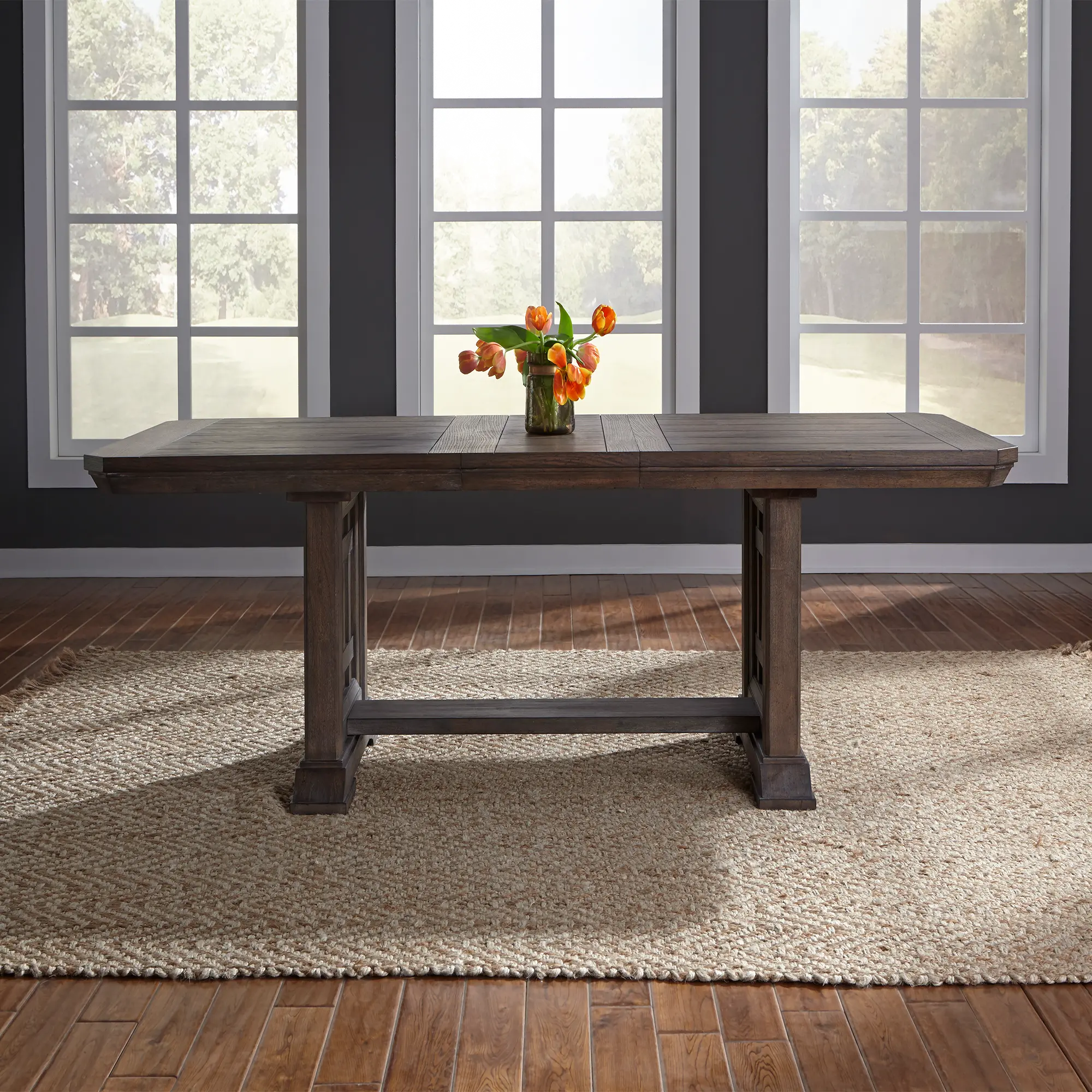 Artisan Prairie Aged Oak Trestle Dining Room Table