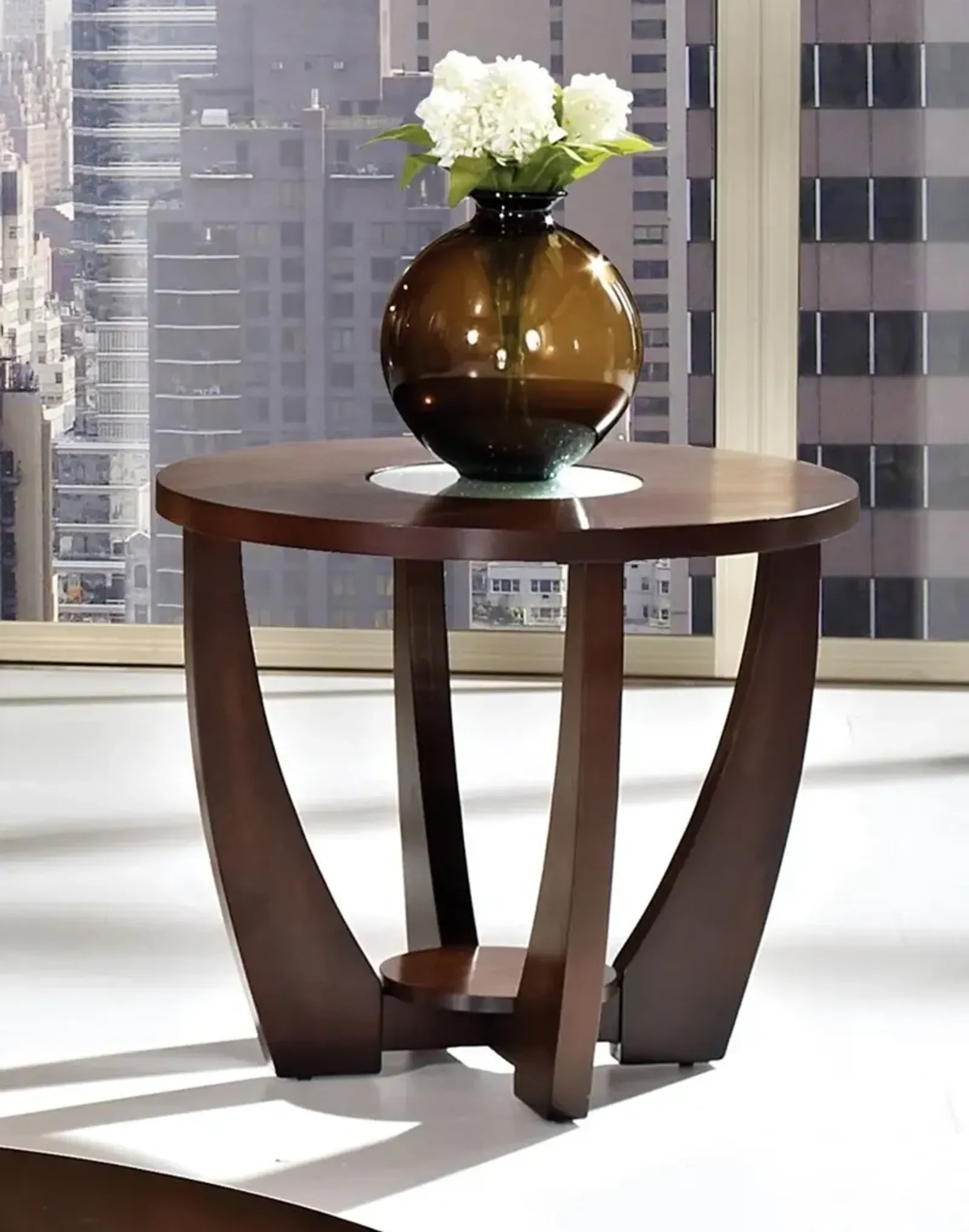 Rafael Modern Brown Round End Table