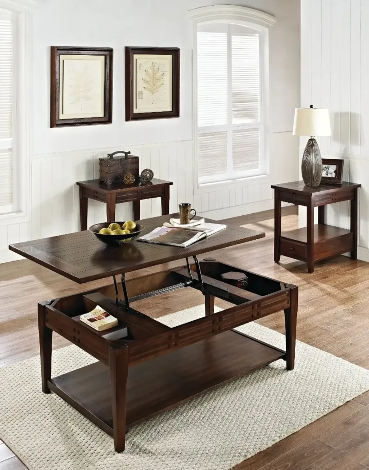 Crestline Dark Brown Lift Top Coffee Table