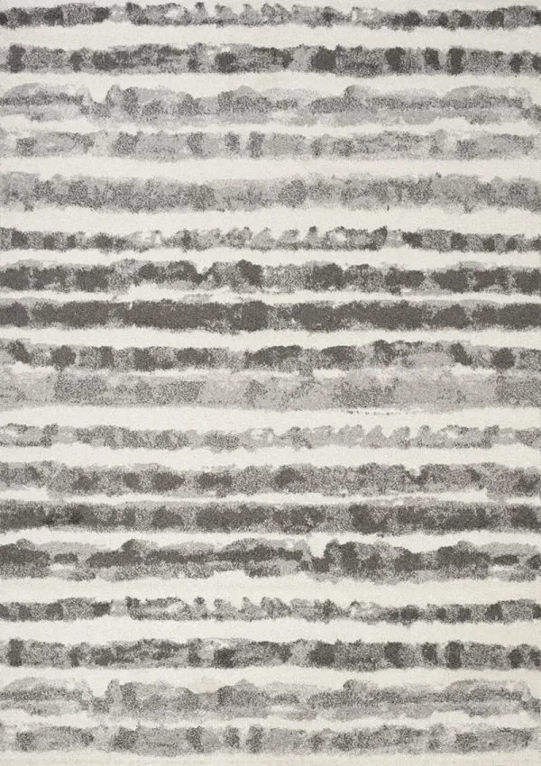 5 x 8 Medium White and Grey Striped Area Rug - Focus