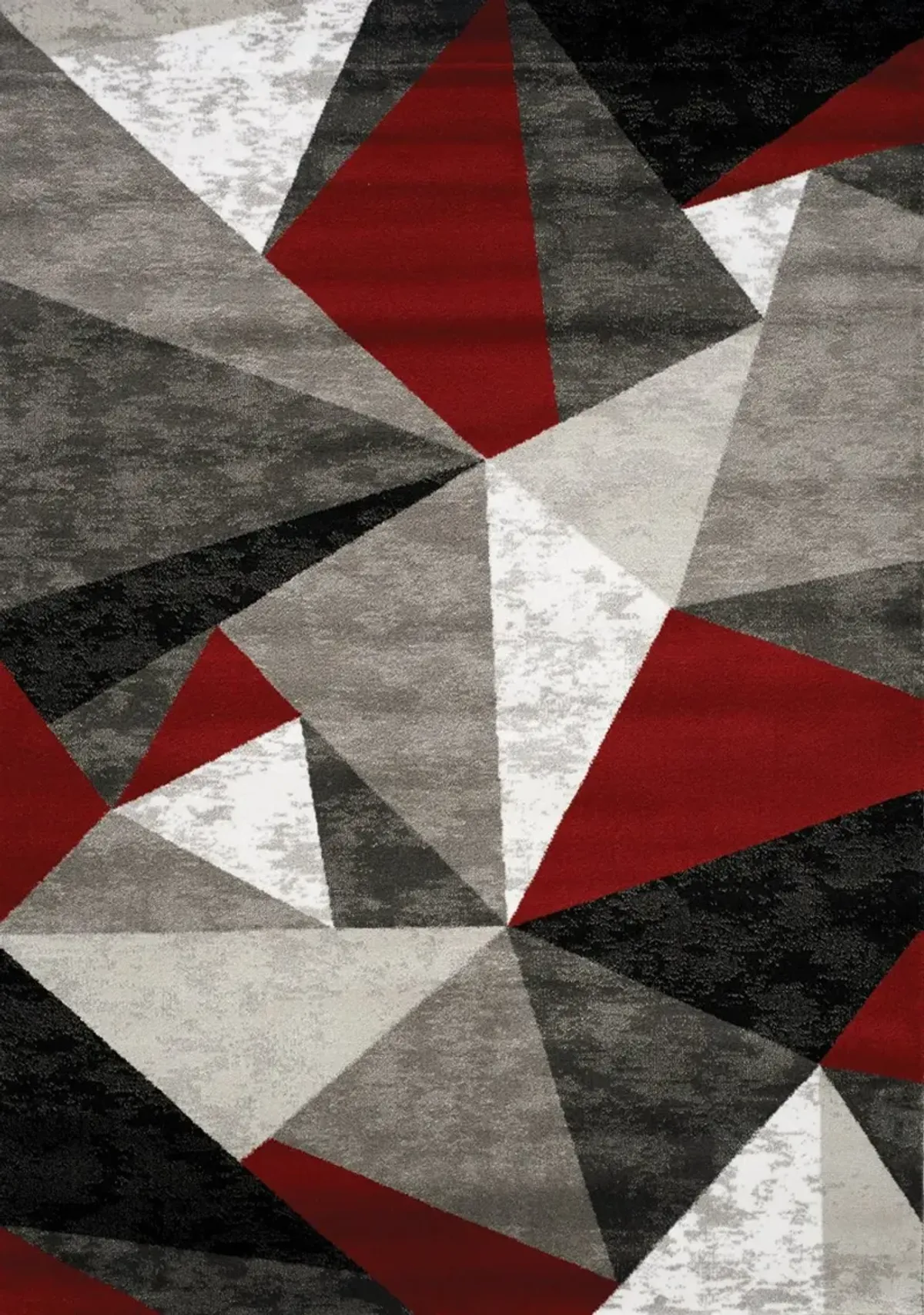 5 x 8 Medium Gray, Red and White Area Rug - Platinum