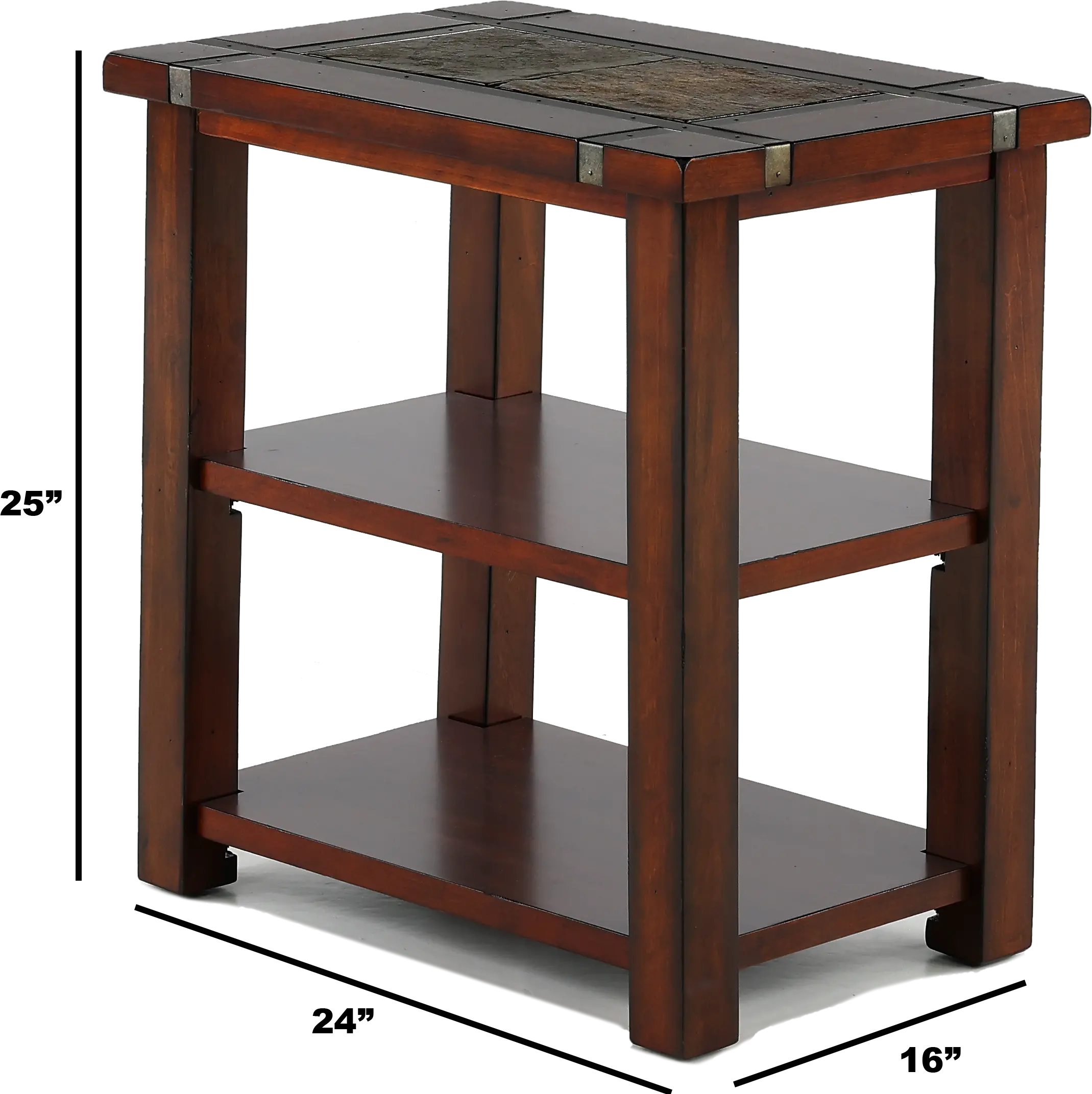 Roanoke Slate and Cherry Brown Chairside Table