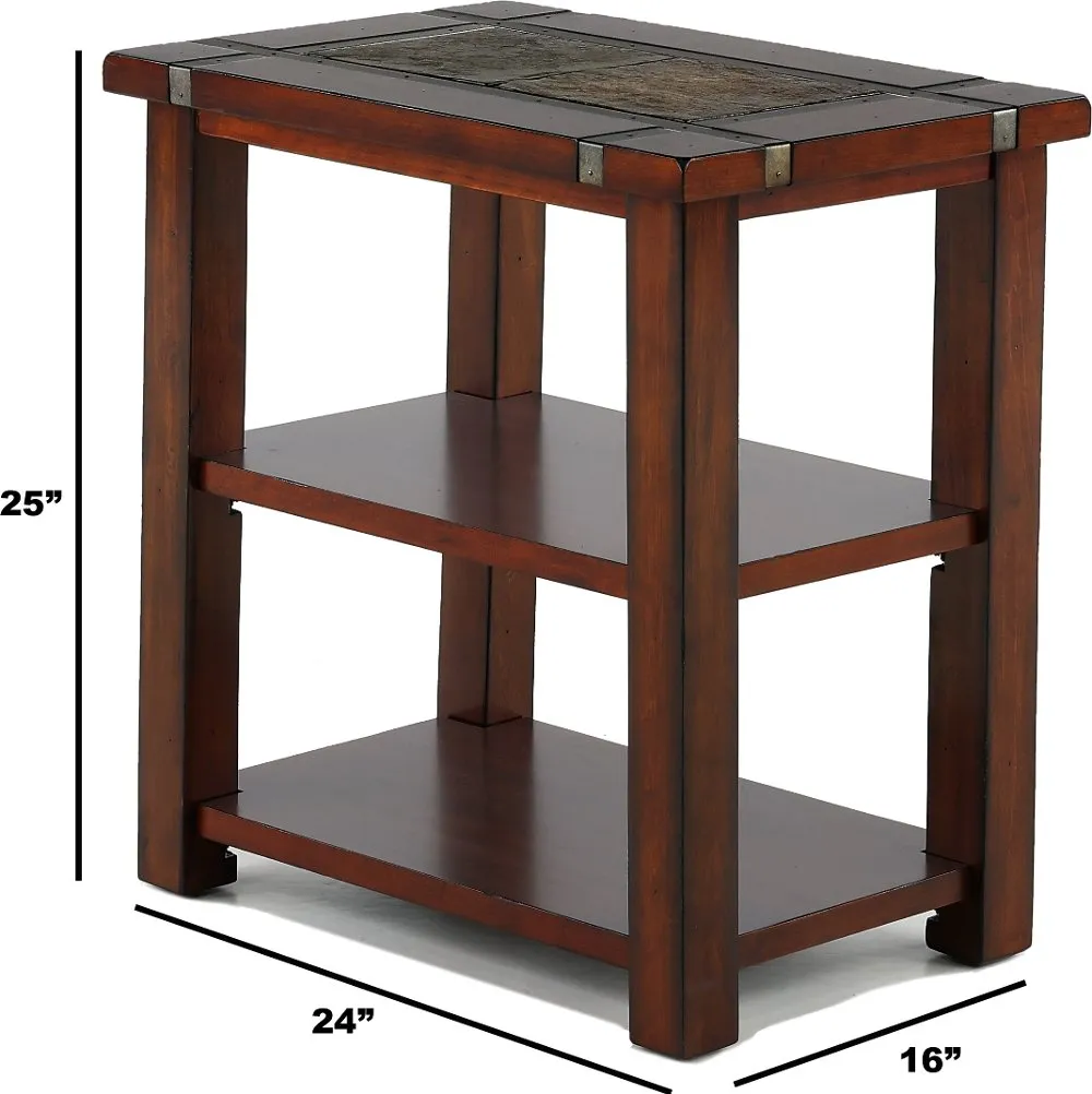 Roanoke Slate and Cherry Brown Chairside Table