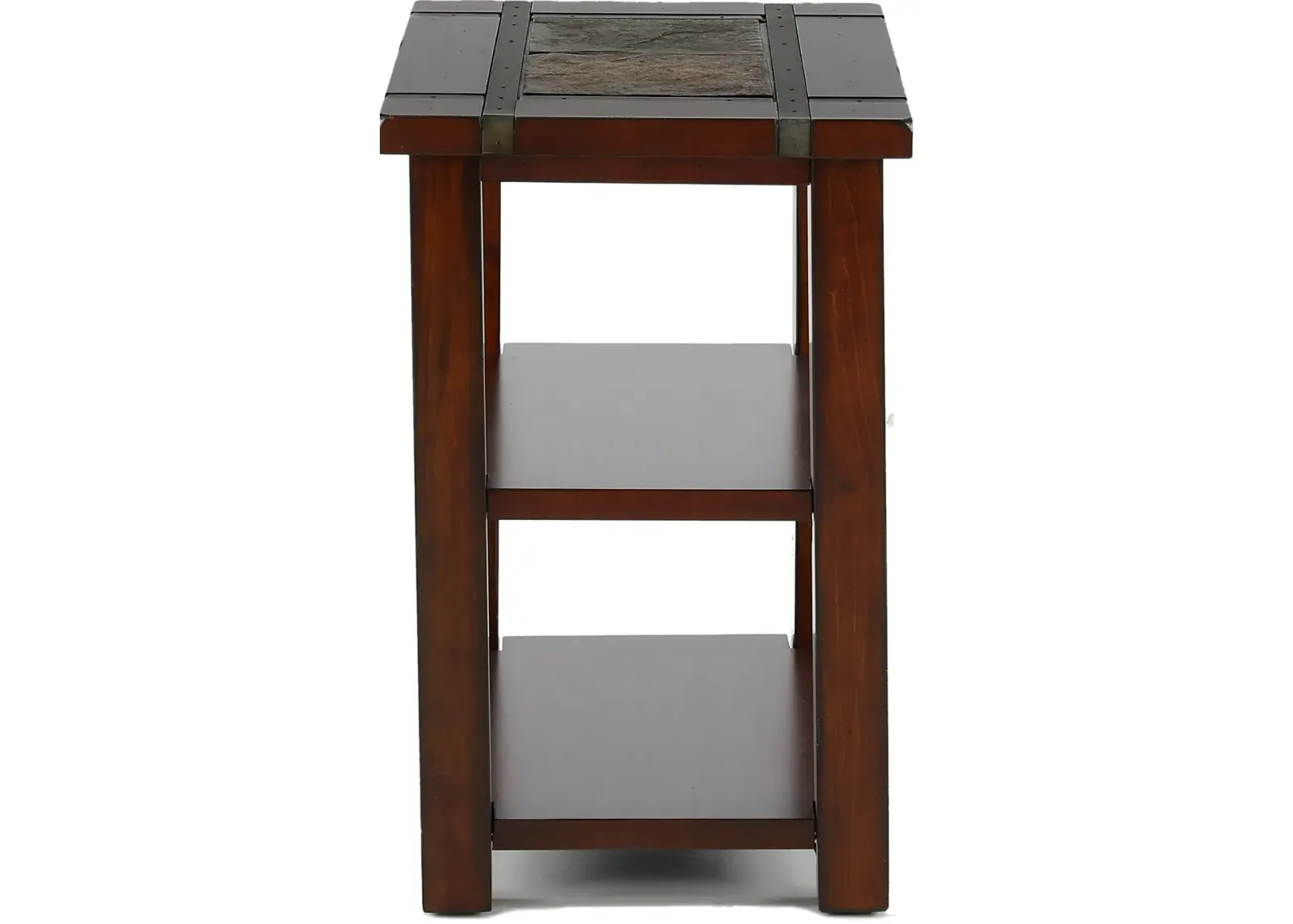 Roanoke Slate and Cherry Brown Chairside Table