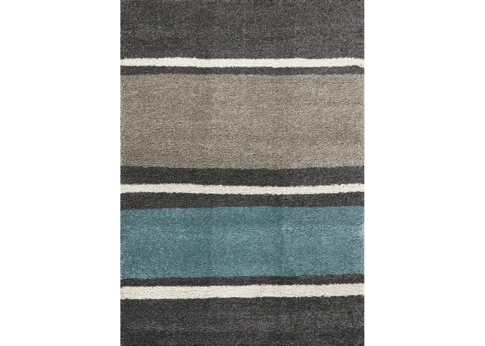 5 x 8 Medium Striped Gray, Taupe and Teal Blue Rug - Maroq