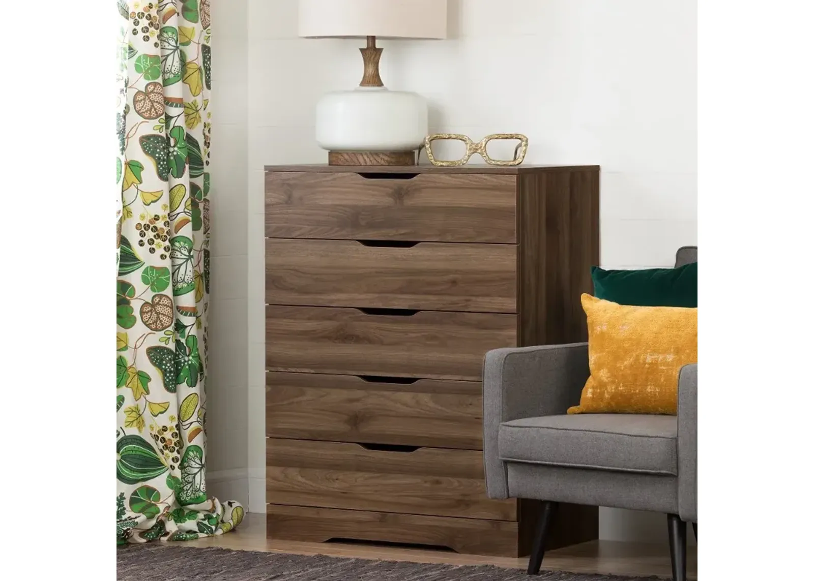 Modern Farmhouse Walnut Chest - South Shore