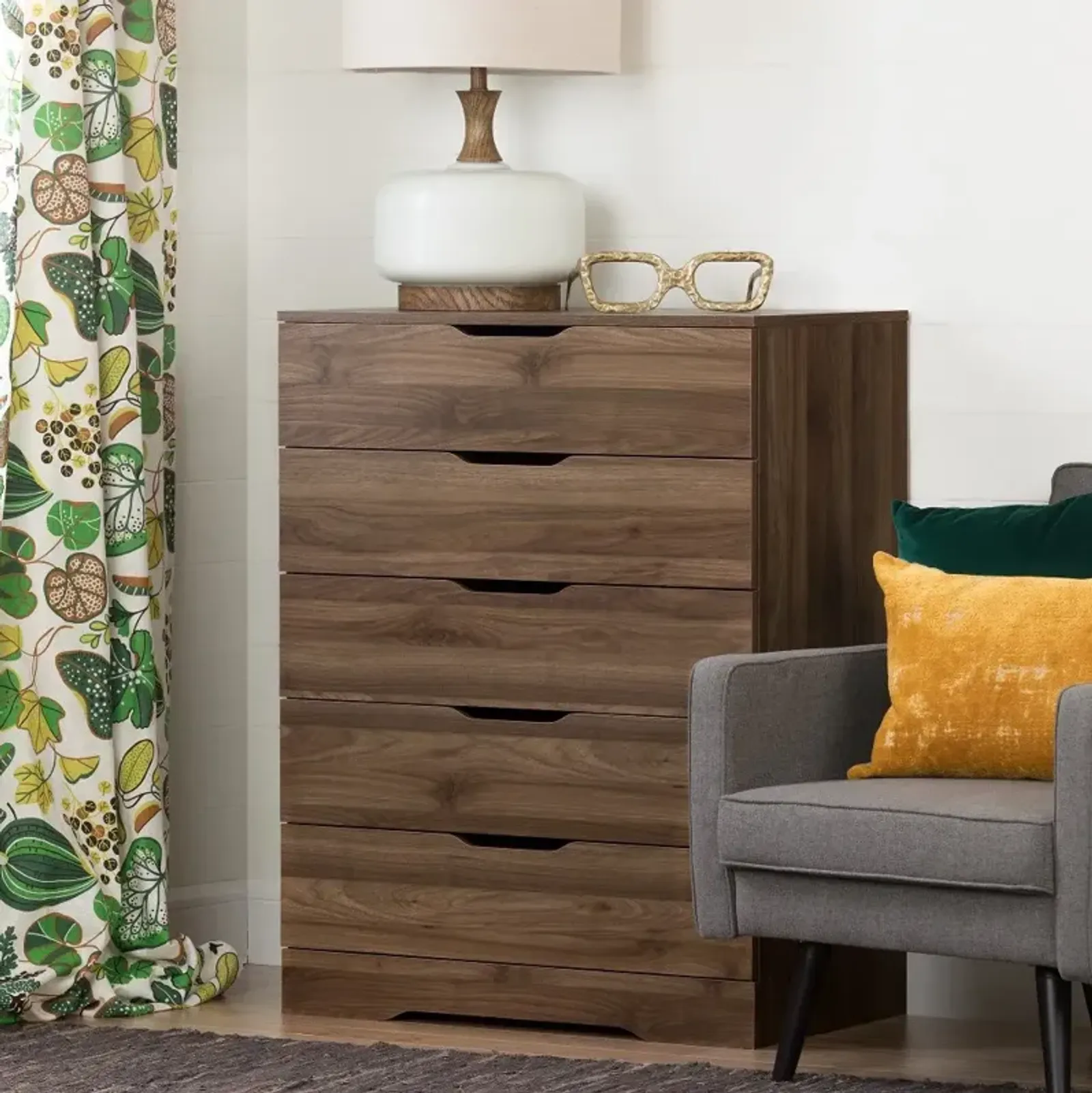 Modern Farmhouse Walnut Chest - South Shore