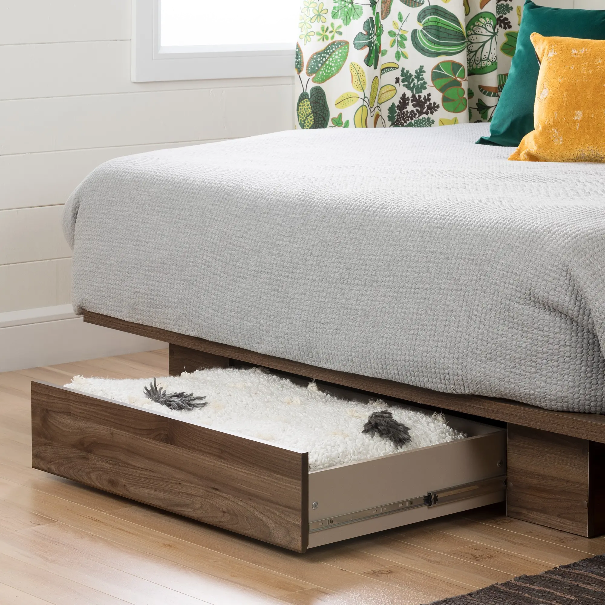 Holland Walnut Full-Queen Platform Bed - South Shore