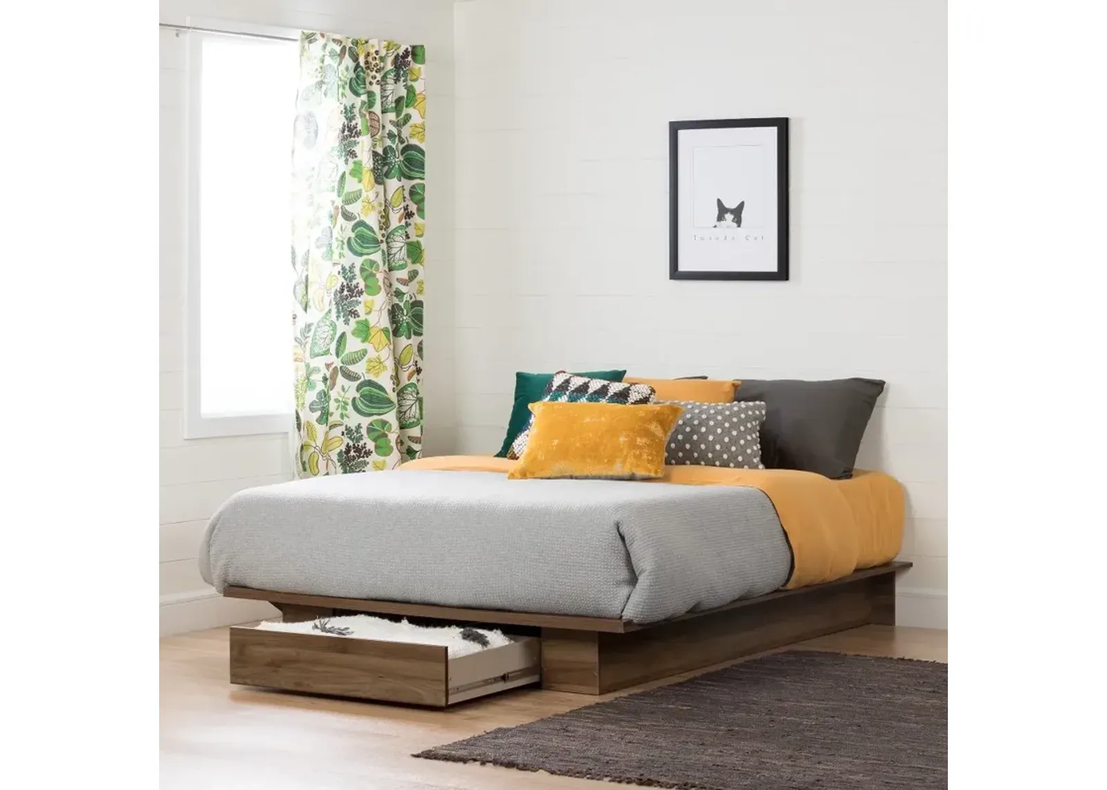 Holland Walnut Full-Queen Platform Bed - South Shore