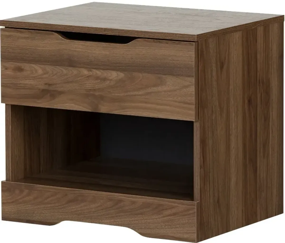 Modern Farmhouse Walnut Nightstand - South Shore