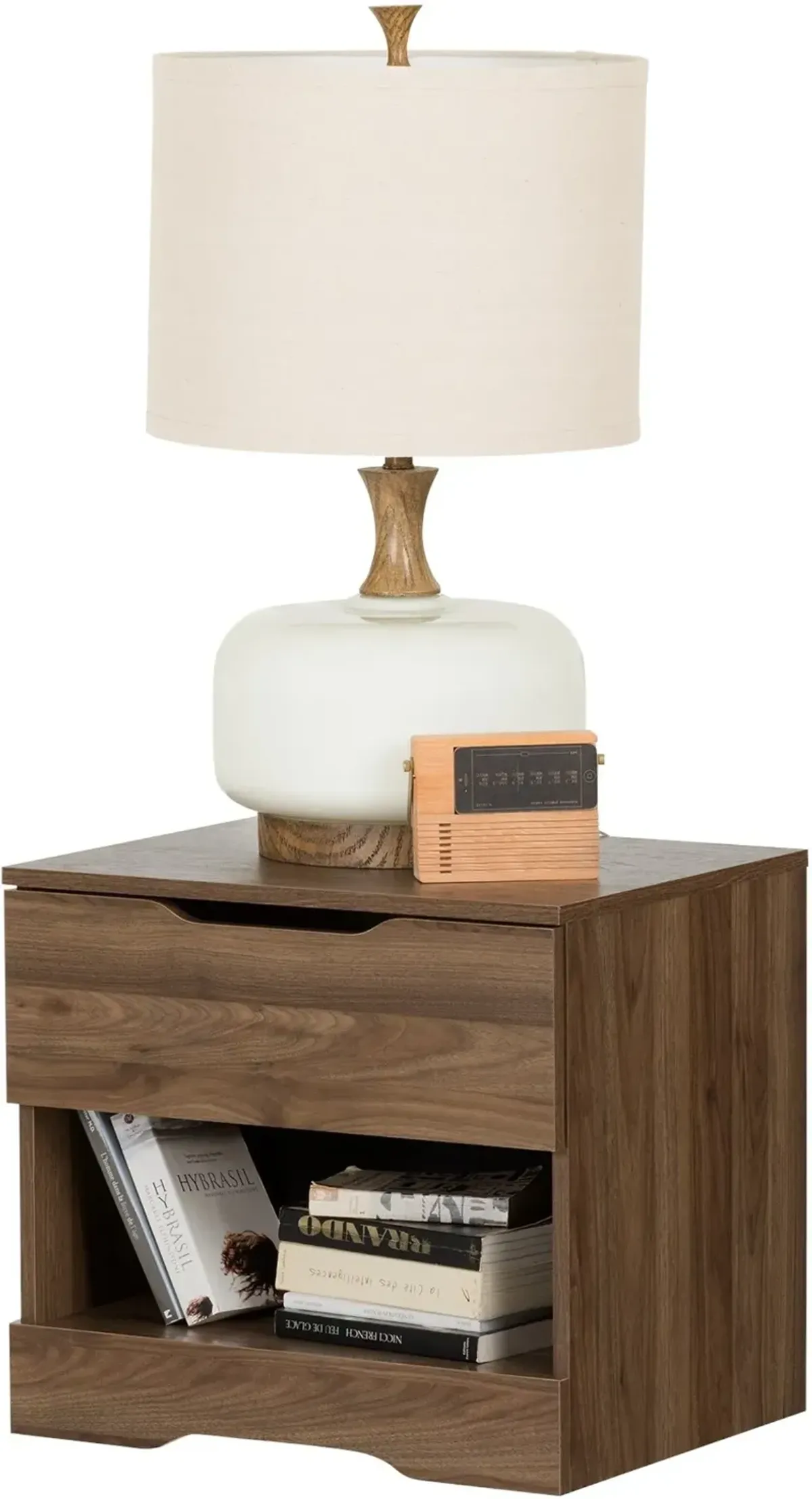 Modern Farmhouse Walnut Nightstand - South Shore