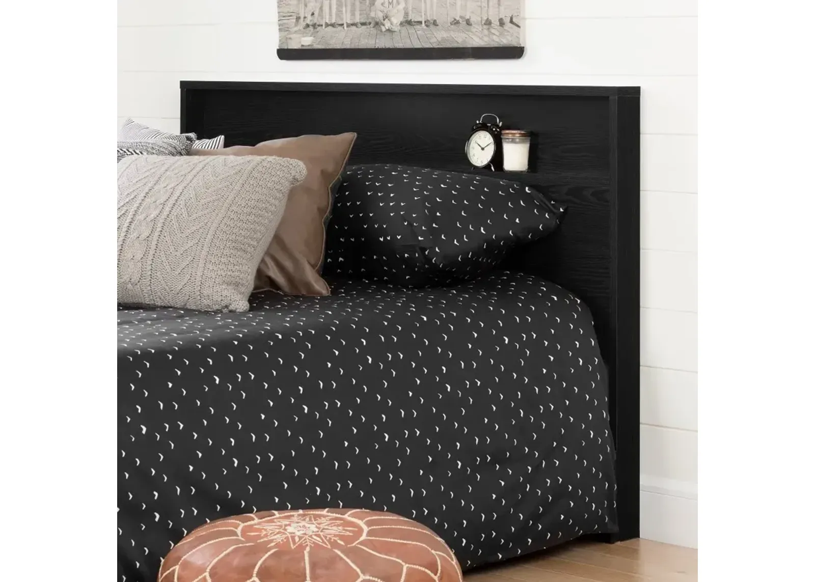 Modern Farmhouse Black Full-Queen Headboard - South Shore