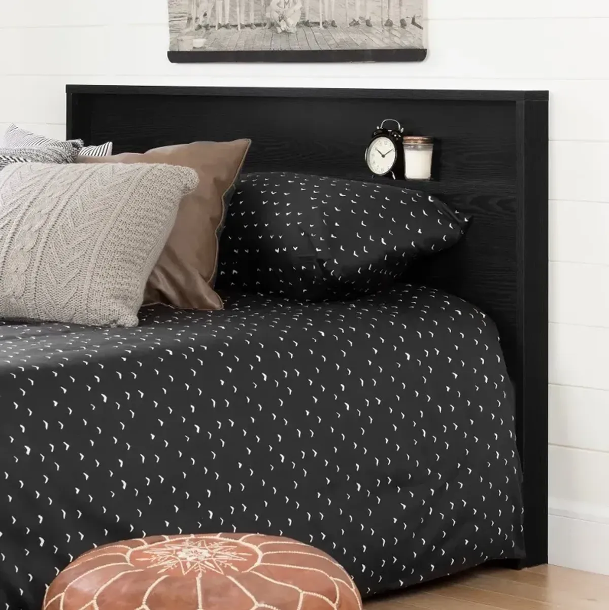 Modern Farmhouse Black Full-Queen Headboard - South Shore