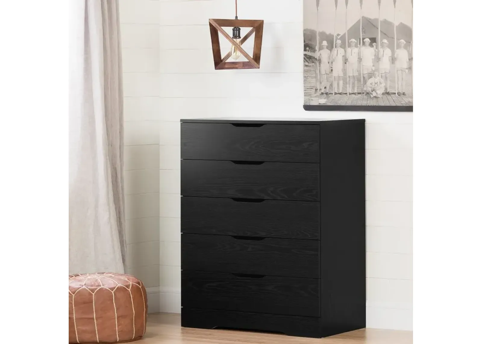 Modern Farmhouse Black Oak Chest of Drawers - South Shore