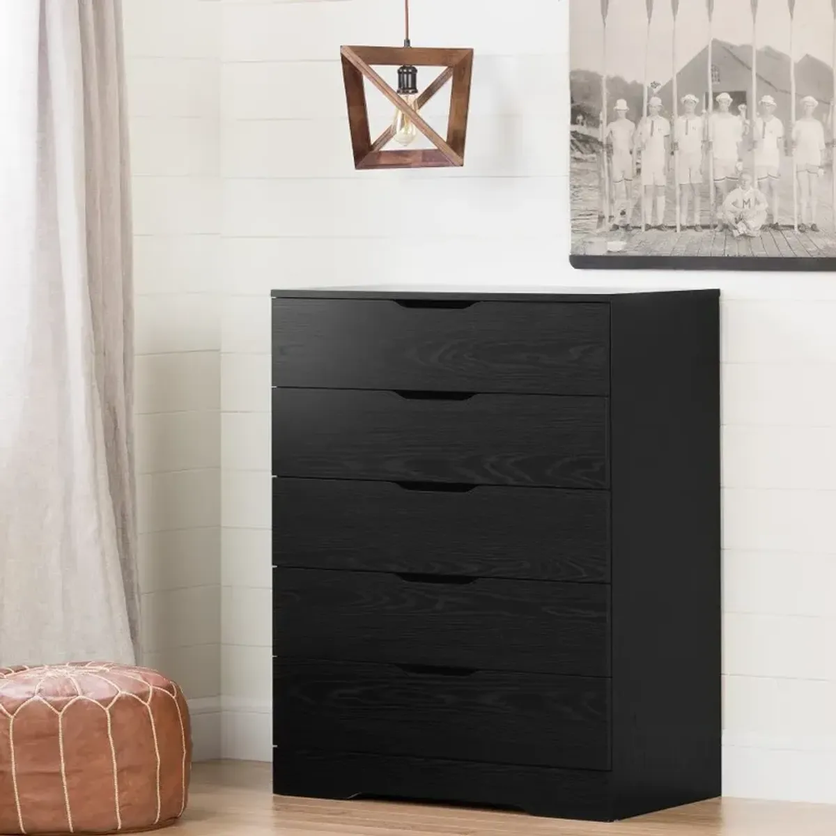 Modern Farmhouse Black Oak Chest of Drawers - South Shore