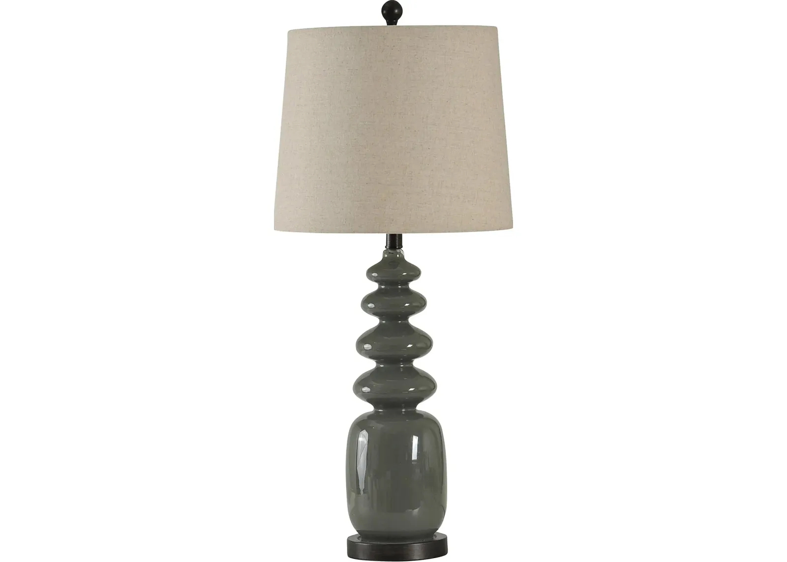 Dark Gray Painted Glass Table Lamp on a Steel Base