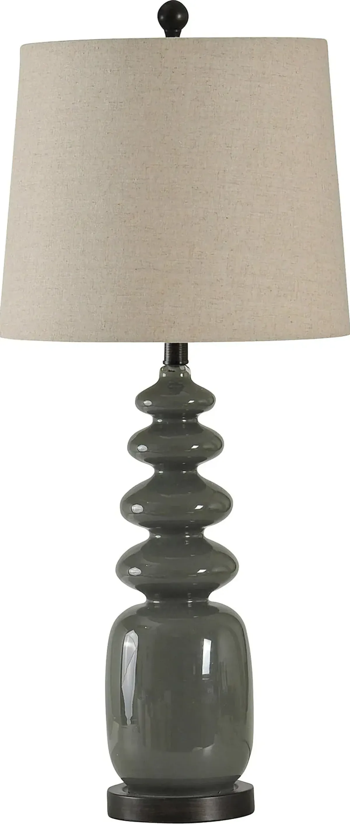 Dark Gray Painted Glass Table Lamp on a Steel Base