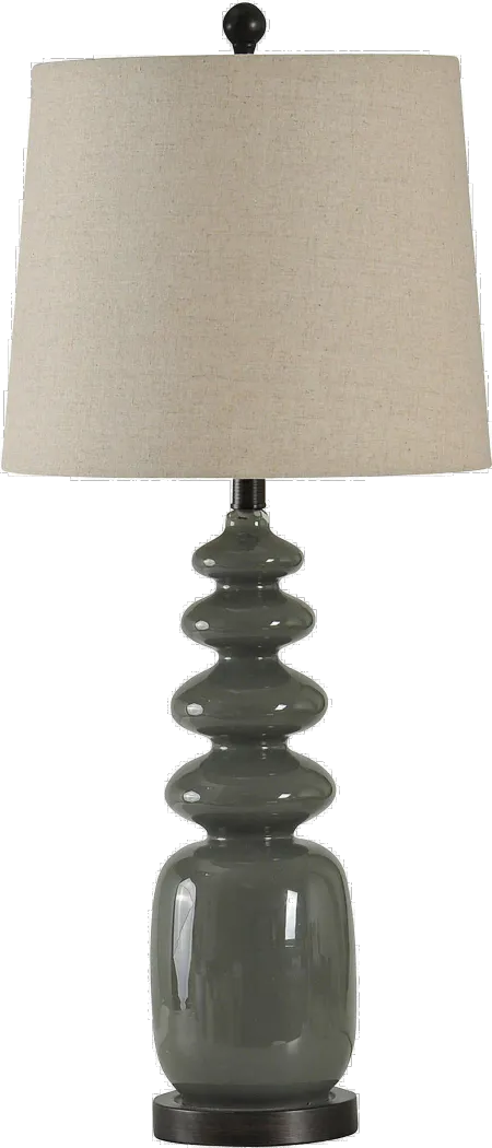 Dark Gray Painted Glass Table Lamp on a Steel Base