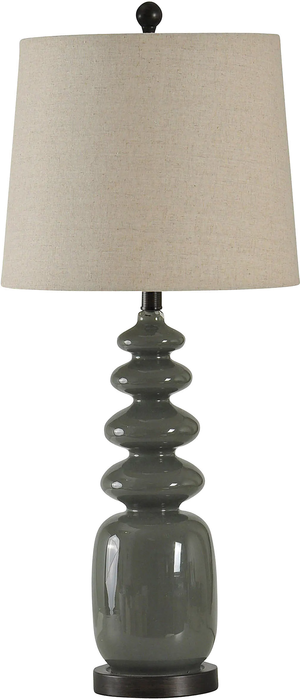 Dark Gray Painted Glass Table Lamp on a Steel Base