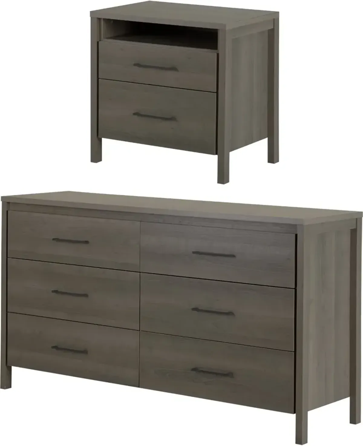 Gravity Gray Oak Dresser & Nightstand Set - South Shore