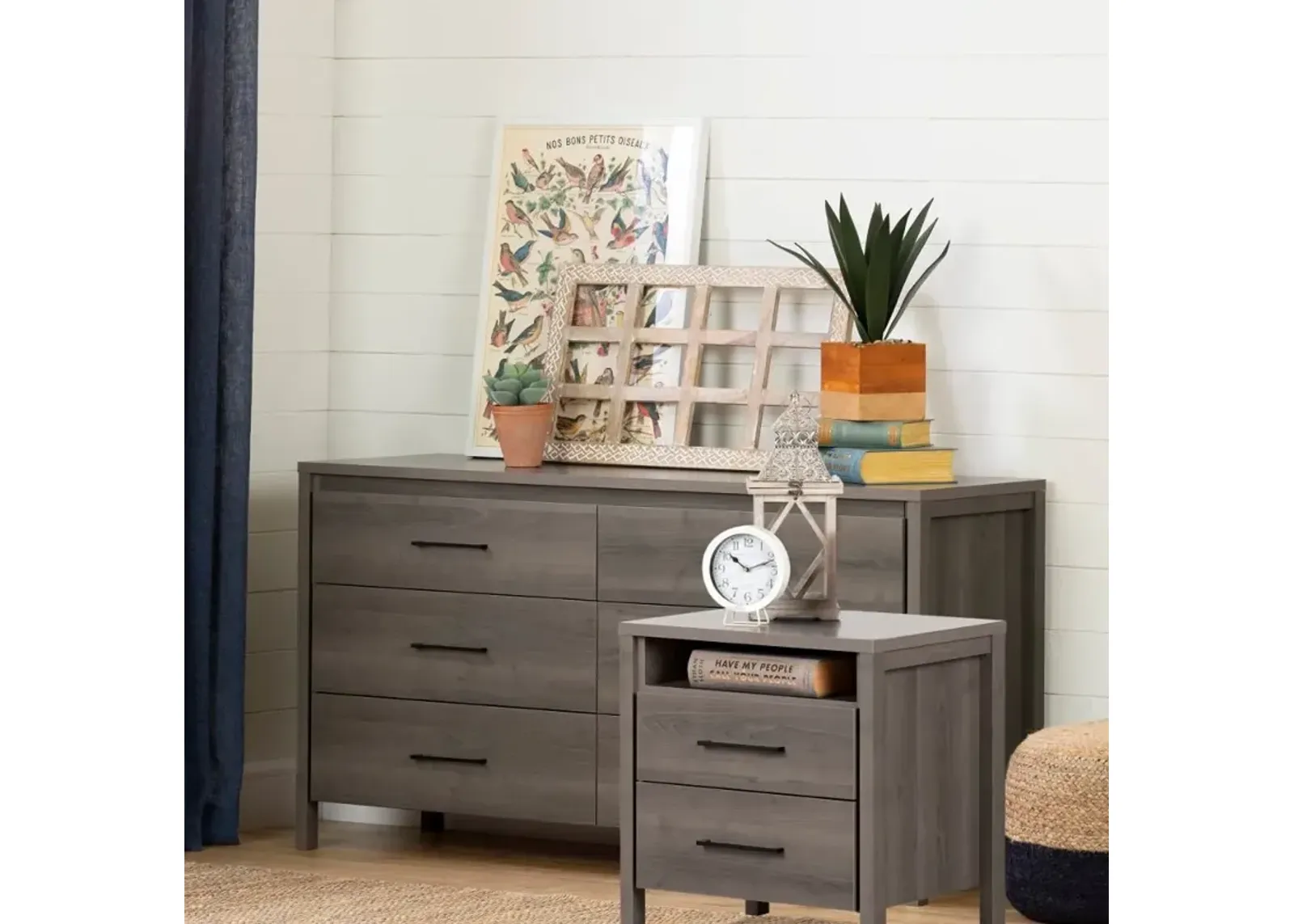 Gravity Gray Oak Dresser & Nightstand Set - South Shore