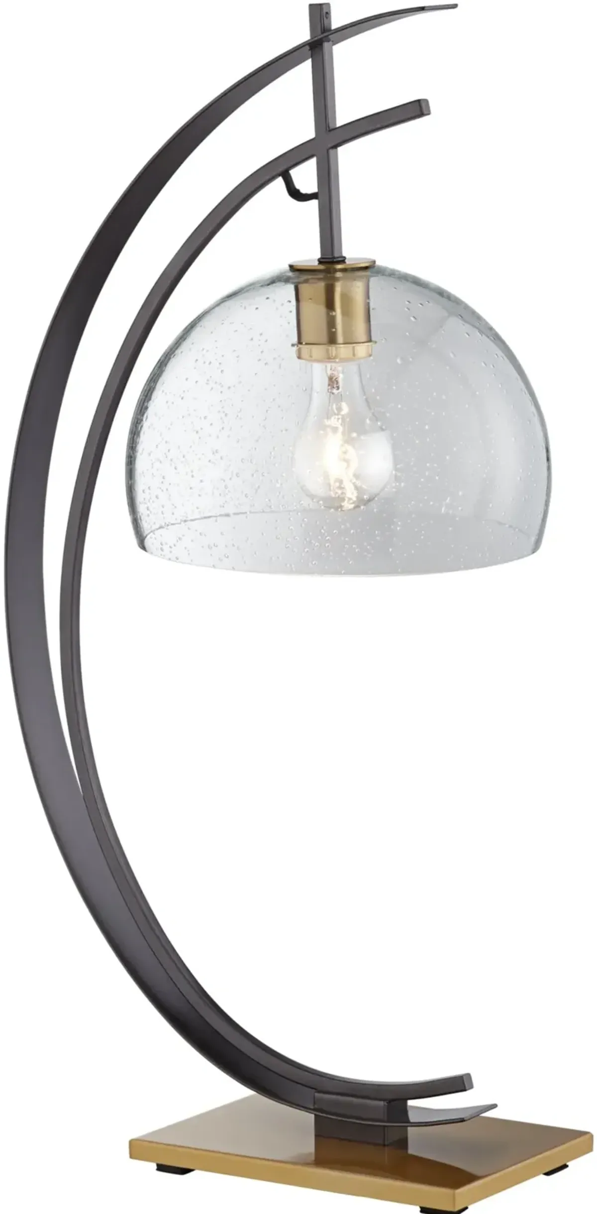 Gun Metal Half Moon Table Lamp with Clear Shade